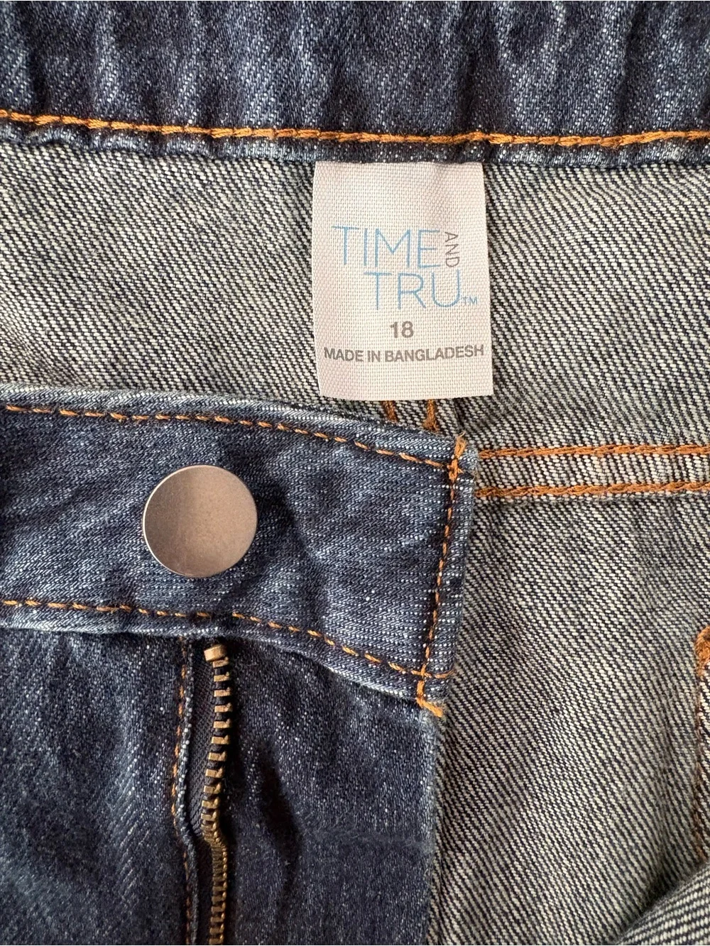Time and Tru Distressed Dark Blue Denim Mini Skirt